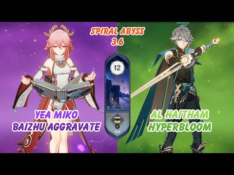 Yea Miko Baizhu Aggravate & Al Haitham Hyperbloom || Showcase Genshin Impact