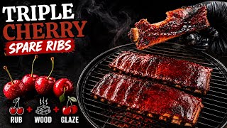 Direct Heat Triple Cherry Ribs on the Weber Smokey Mountain