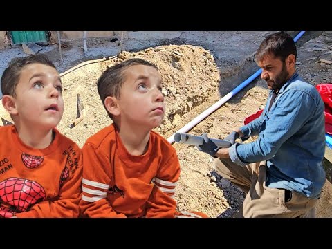 Daily Life of Saladdin’s Family | Cooking for the Kids & Installing the Kitchen Drain Pipes 👨‍👧‍👦🔧