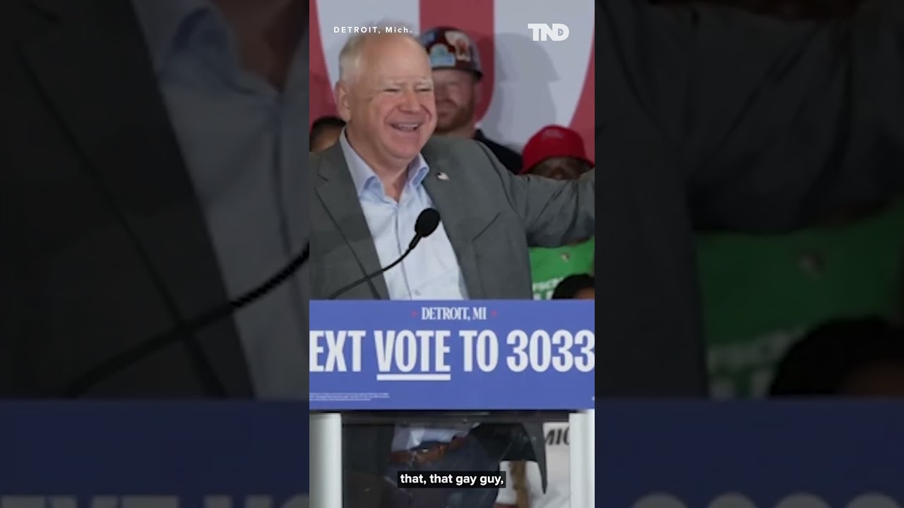 Tim Walz appears to refer to billionaire Elon Musk as "that gay guy" while campaigning in Michigan