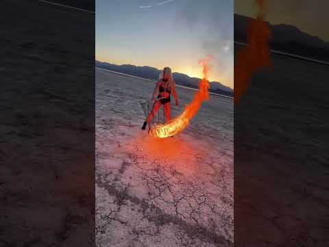 Giant Fire Spinning Wheel | Fire in the Desert #shorts #gracegood