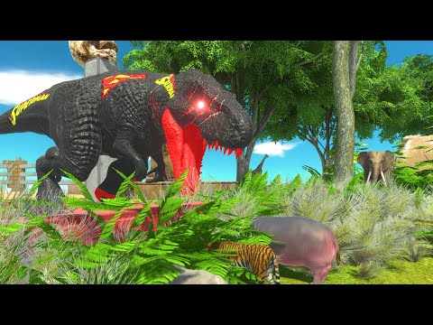 BLACK SUPERMAN T-REX DEATH Hide&Seek🔥 -Animal Revolt Battle Simulator