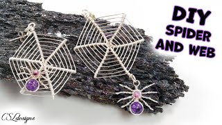 How to make a wirework spider and web for Halloween ⎮ For earrings, necklace, charms. 🕷️🕸️