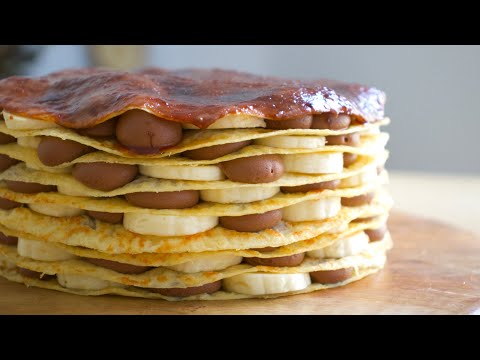 チョコバナナミルクレープの作り方✴︎How to make Chocolate and Banana Mille Crepes✴︎ベルギーより