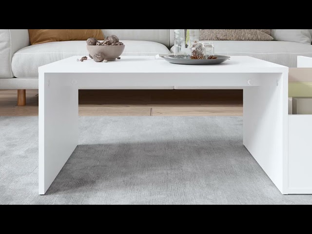 Vidéo teaser pour 802921 vidaXL Coffee Table White 90x45x35 cm Engineered Wood