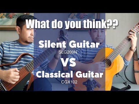 YAMAHA SLG200N Silent Guitar VS Classical Guitar CGX Sound test (No talking)