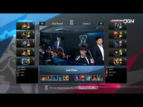 KT vs SSG Game 3 Highlights - KT ROLSTER vs SAMSUNG GALAXY LCK 2016 Korea Regional Qualifier Final