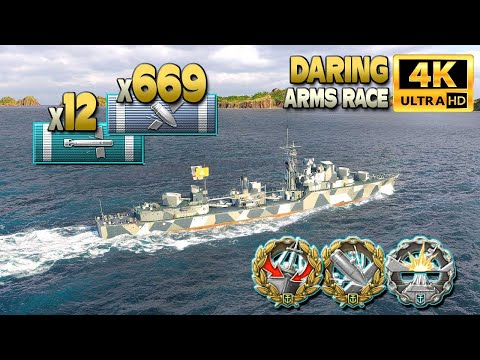 Destroyer Daring: Huge damage on map Loop (AR) - World of Warships
