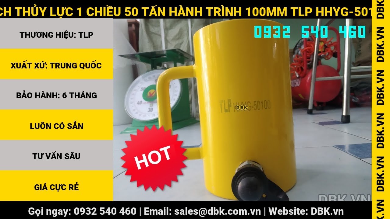 Video Kích thủy lực 1 chiều 50 tấn hành trình 100mm TLP HHYG-50100 - Kích thủy lực 1 chiều 50 tấn 100mm TLP HHYG-50100