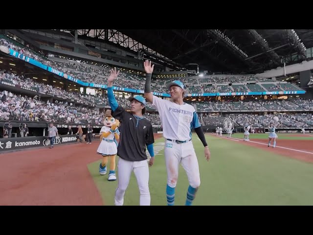 Hero interview with The Fighters pitcher Haruki Hosono and player Shun Mizutani July 5th Hokkaido Nippon-Ham Fighters vs Tohoku Rakuten Golden Eagles