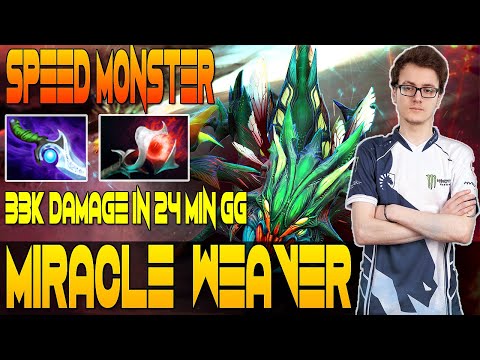 Miracle Weaver Speed Monster Mid Against Tinker Imba Damage 17 Kills in 24 Min 7.25 Dota 2 Gameplay
