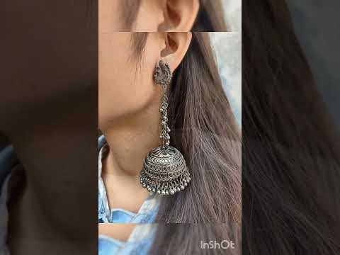 Kesar Multicolour Black Polish Oxidised Jhumka Earrings