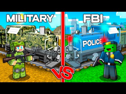 Mikey POLICE vs JJ MILITARY TRAIN Battle in Minecraft (Maizen)