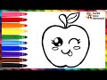 How To Draw An Apple 🍎 Drawing And Coloring A Cute Apple 🌈 Drawings For Kids