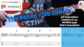 The Police - So Lonely (Bass cover with tabs)