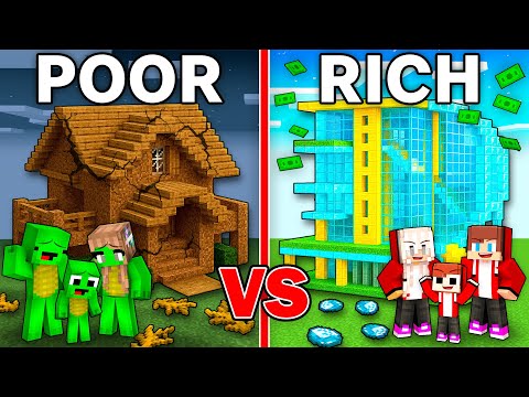 Mikey POOR vs JJ RICH Security House Family Build Battle in Minecraft - Maizen