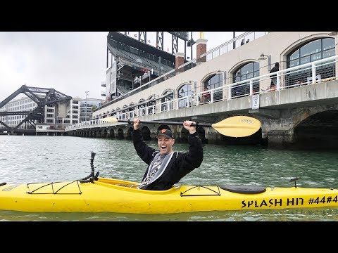 In a kayak in McCovey Cove outside AT&T Park!