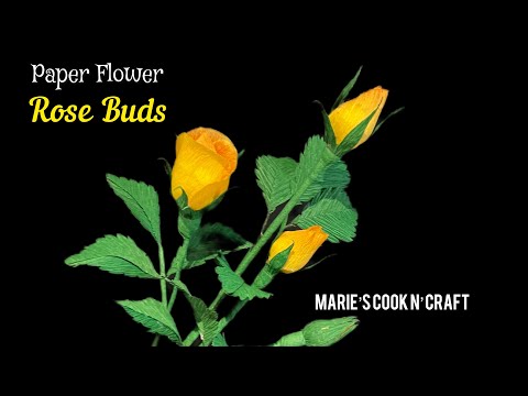 Part 2 - Paper Flower Yellow Tea Rose Buds/Crepe Paper Roses
