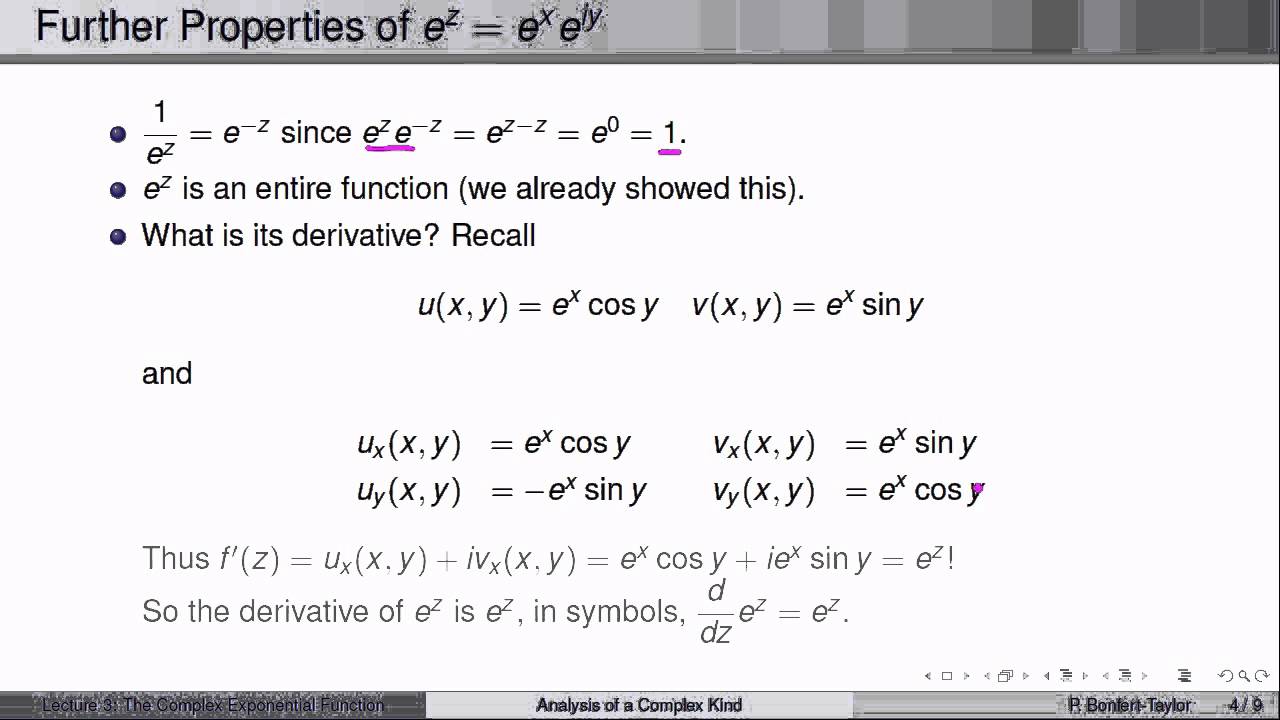 Week3Lecture3: The complex exponential function