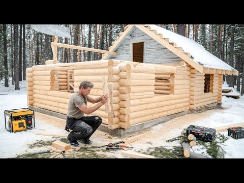 Man Builds Beautiful Off Grid Cabin Alone in the Wilderness | Start to Finish@cabinlife4551​