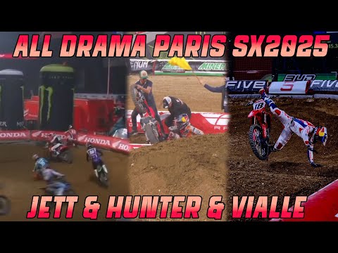 All Drama Paris Supercross 2025 | Jett & Hunter Crash, Vialle Collision, Stewart Dominate....
