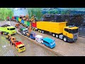Mobil Truk Tronton Panjang Bongkar Mobil Mobilan Truk Pemadam, Crane, Dump Truck, Truk Molen, Tayo