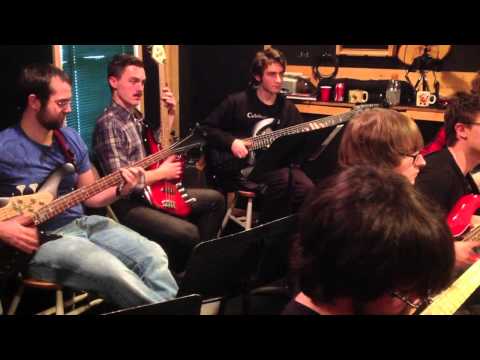 Grant teaching "Steam Roller" at the Bass Workout.