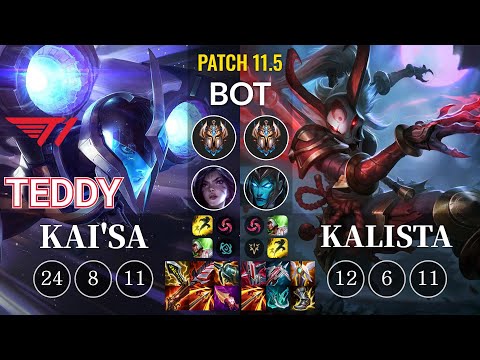T1 Teddy Kai'Sa vs Kalista Bot - KR Patch 11.5