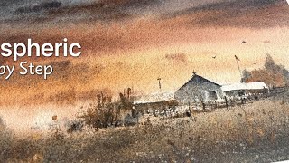Mood in Watercolor: House in the Evening Glow – Step by Step Tutorial