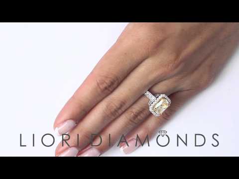 FD-SOLD-050 - 5.07 Carat Fancy Yellow Cushion Cut Diamond Engagement Ring 18k Gold Pave Halo