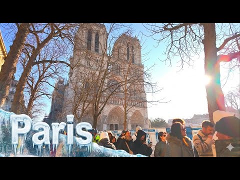 Walking in Paris:  Winter Sounds & City Views (4K HDR)