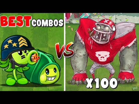 Night Cap & All Plants POWER-UP vs 100 Football Allstar Zombie - PvZ 2 Challenge