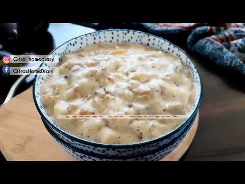 Delicious Turkish Food recipe: Ember Roasted Eggplant in white sauce / Patlıcan Beğendi