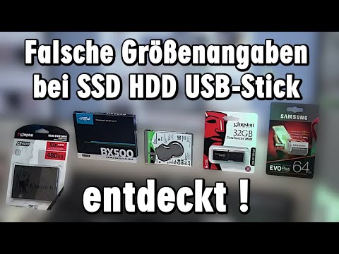 SSD ist kleiner als angegeben - genauso Festplatte Speicherkarte HDD USB-Stick
