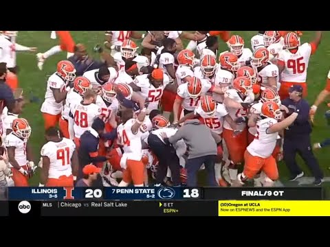 Watch The Final Play To The Longest College Football Game Ever Played As Unranked Illinois Grinds #7 Penn State After Nine Overtimes
