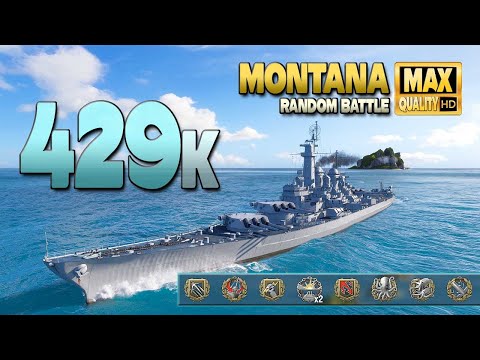 Battleship Montana: Big 430k damage in Random battle - World of Warships