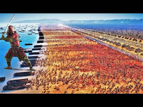 4,000,000 SAMURAI Landing vs MODERN ARMY Beach Defense - Ultimate Epic Battle Simulator 2