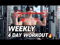 4 Day Split Workout Routine For Muscle Growth Workoutroutine Weeklyworkout Gymroutine Gymtips