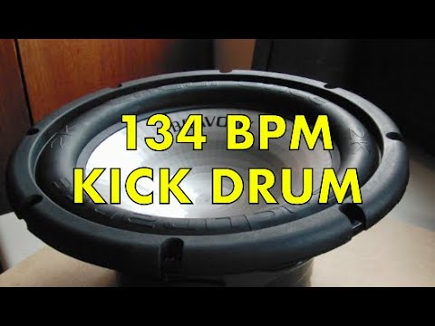 134 BPM Kick Drum Metronome, 134BPM Bass Drum Thump, 4 on the Floor Kick, 134 Beats Per Minute Bombo