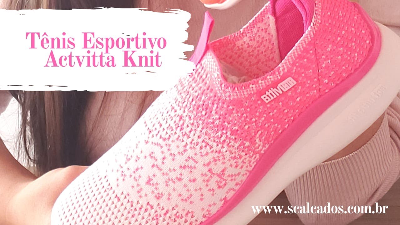Tênis Feminino Esportivo Actvitta Knit Calce Fácil