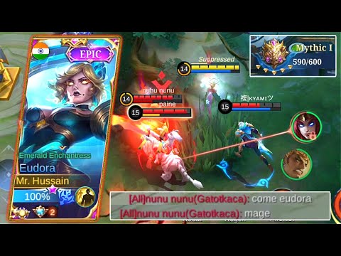 1V3! LAST MATCH TO REACH MYTHICAL GLORY WITH EUDORA | Mlbb