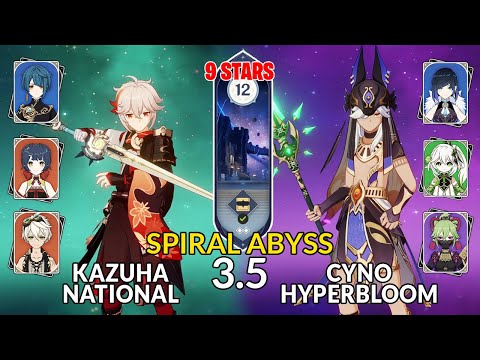 NEW 3.5 Spiral Abyss!│Kazuha National & Cyno Hyperbloom | Floor 12 - 9 Stars | Genshin Impact