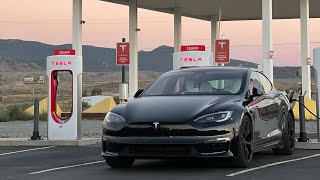 Tesla Model S Plaid Road Trip From California To Colorado w/ Full Superchargers & CCS Adapter