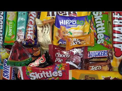 ASМR. MIX_11 AMARE, BONFETTI, SNICKERS, Chocolate, Skittles ) candy opening