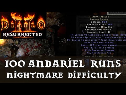 Diablo 2 Resurrected: 100 Nightmare Andariel Runs Drop Highlights!!!