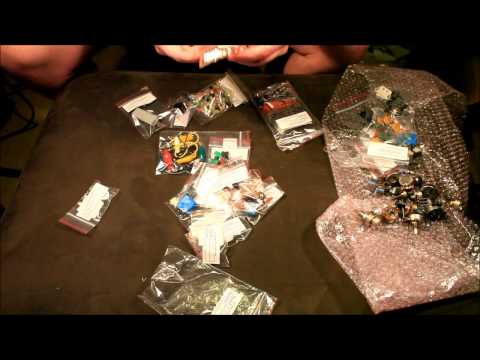 Box of electronic components from Electronic Goldmine - unboxing