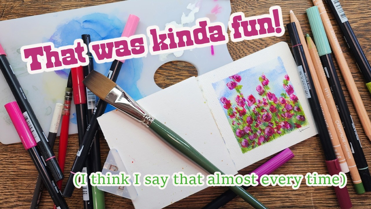 Mixed media sketchbook tour and a colorful last page with Tombows, and Luminance pencils!