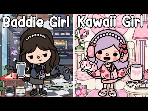Kawaii Girl vs Baddie Girl 🎀😈 |  Toca Life Story | Toca Boca