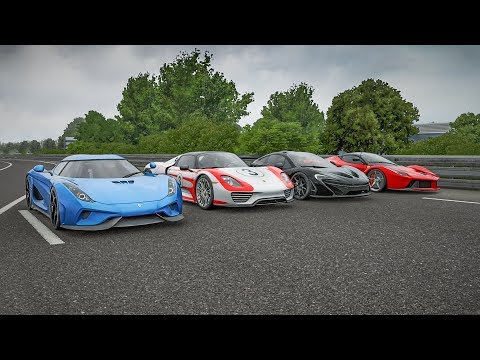 Forza 7 Drag Race! - Koenigsegg Regera VS Mclaren P1 VS Porsche 918 VS Ferrari LaFerrari!!!