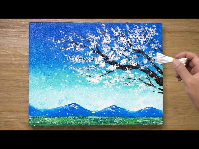 Painting a white cherry blossom tree technqiue by Jay Lee Painting